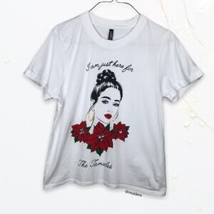 I Am Just Here For The Tamales White Graphic Shirt